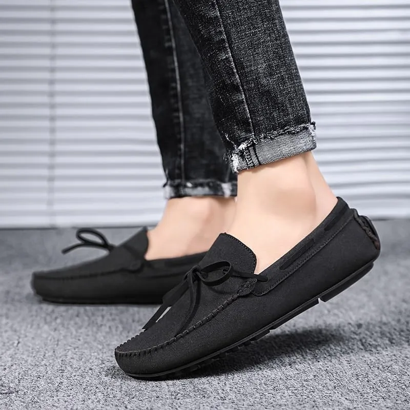 Mens Loafers Shoe Round Toe Suede Vamp Moccasins Driving Loafers Anti-Slip Slip Resistant Flexible Walking Slip-ons