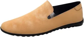 Men's Suede PU Leather Loafers -Round Toe Lightweight Flexible Slip-Ons for Comfortable Party and Casual Wear