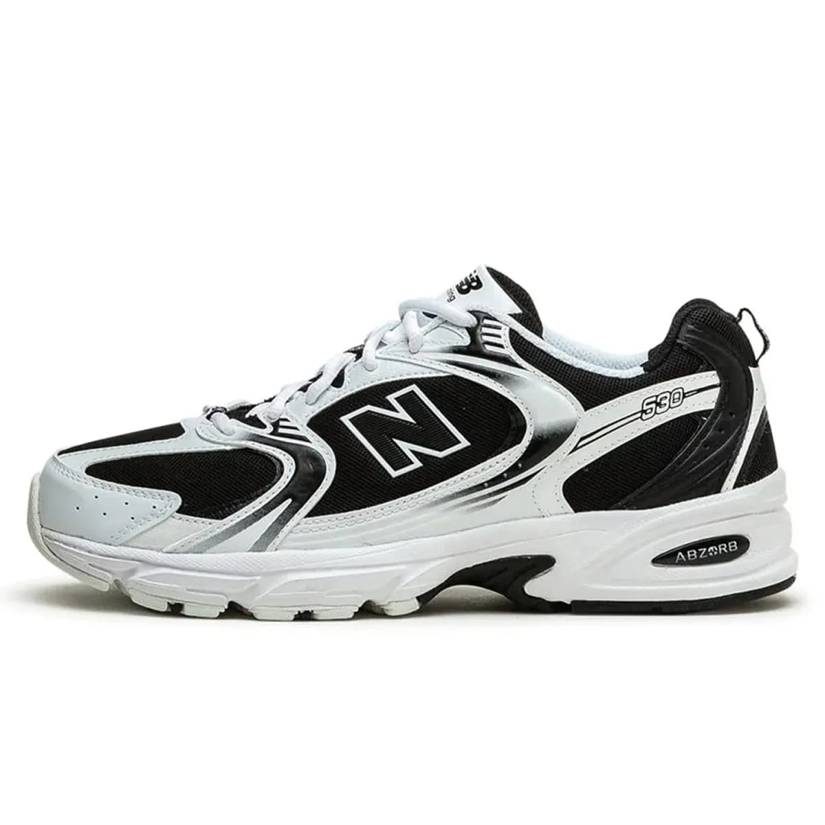 New Balance 530 White & Black Sports Style Sneakers
