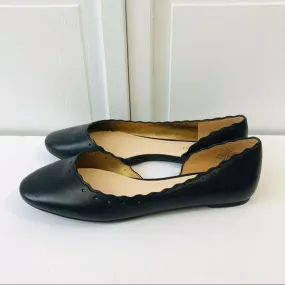 NINE WEST Black Mai Scalloped D'Orsay Ballet Flats Size 9M