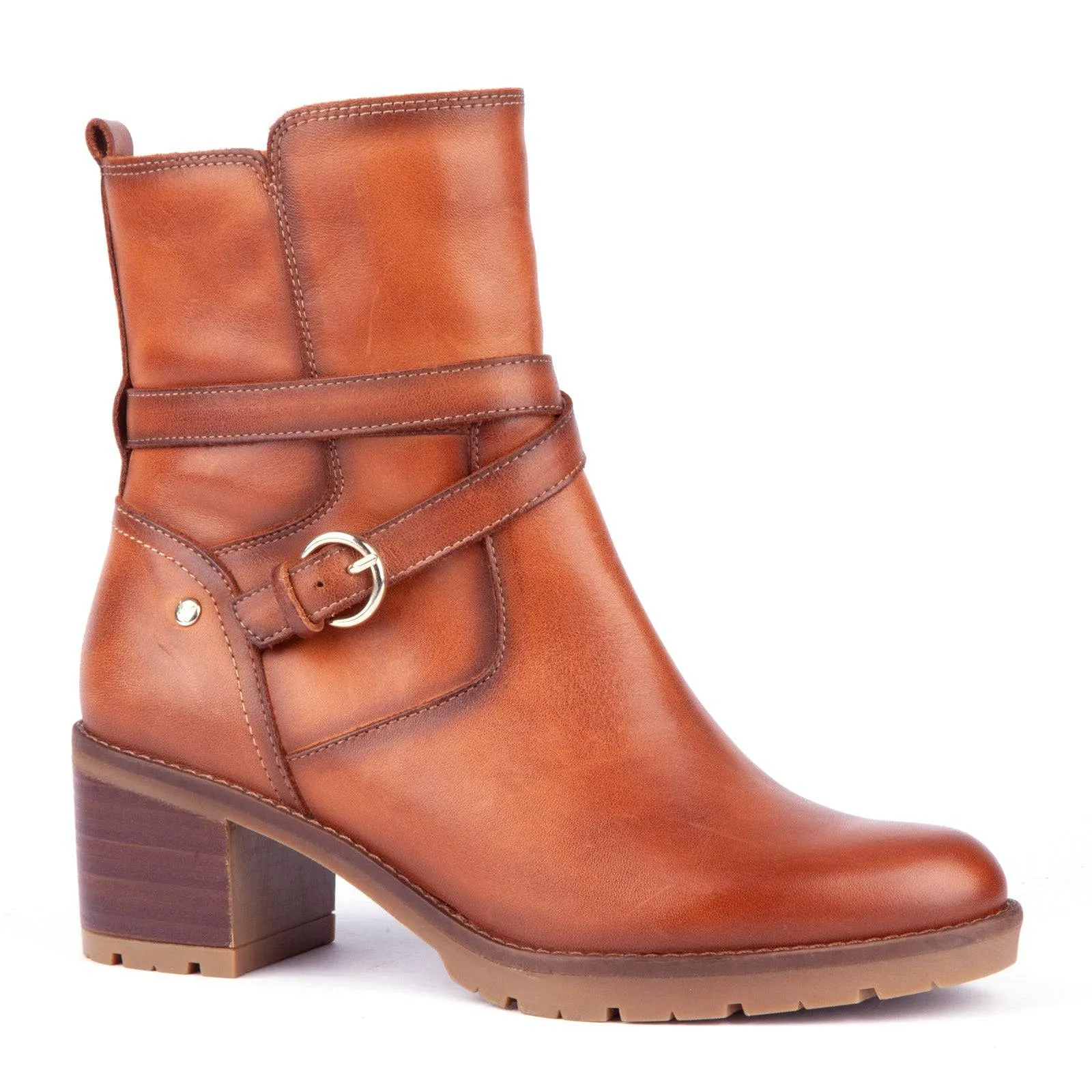Pikolinos Llanes W7H-8507 Ladies Brandy Leather Side Zip Ankle Boots