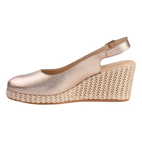 Pitillos Ladies  Sling-Back Wedge Shoes - 10635 - Gold