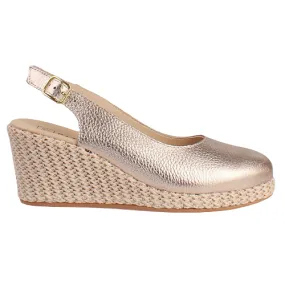 Pitillos Ladies  Sling-Back Wedge Shoes - 10635 - Gold