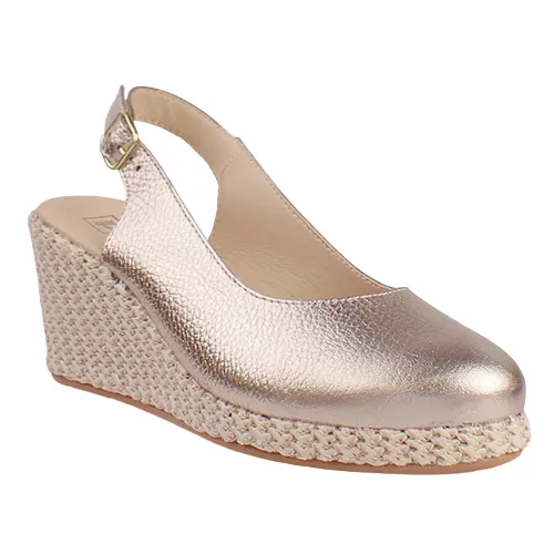 Pitillos Ladies  Sling-Back Wedge Shoes - 10635 - Gold