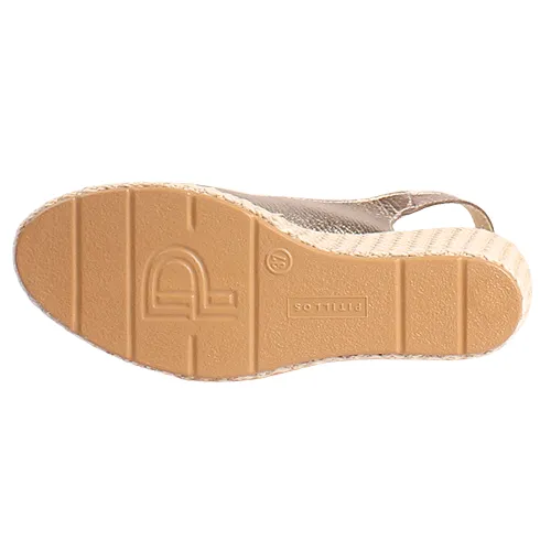 Pitillos Ladies  Sling-Back Wedge Shoes - 10635 - Gold
