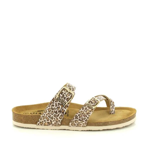 Plakton 181032 Leopard Print Thong Sandals