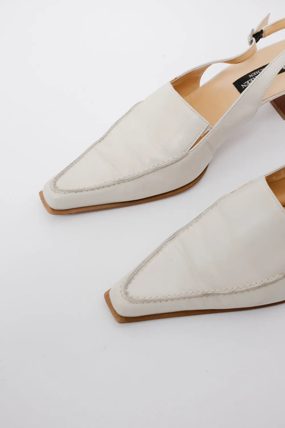 POINTY CREAM SLING BACK MULES 39 40