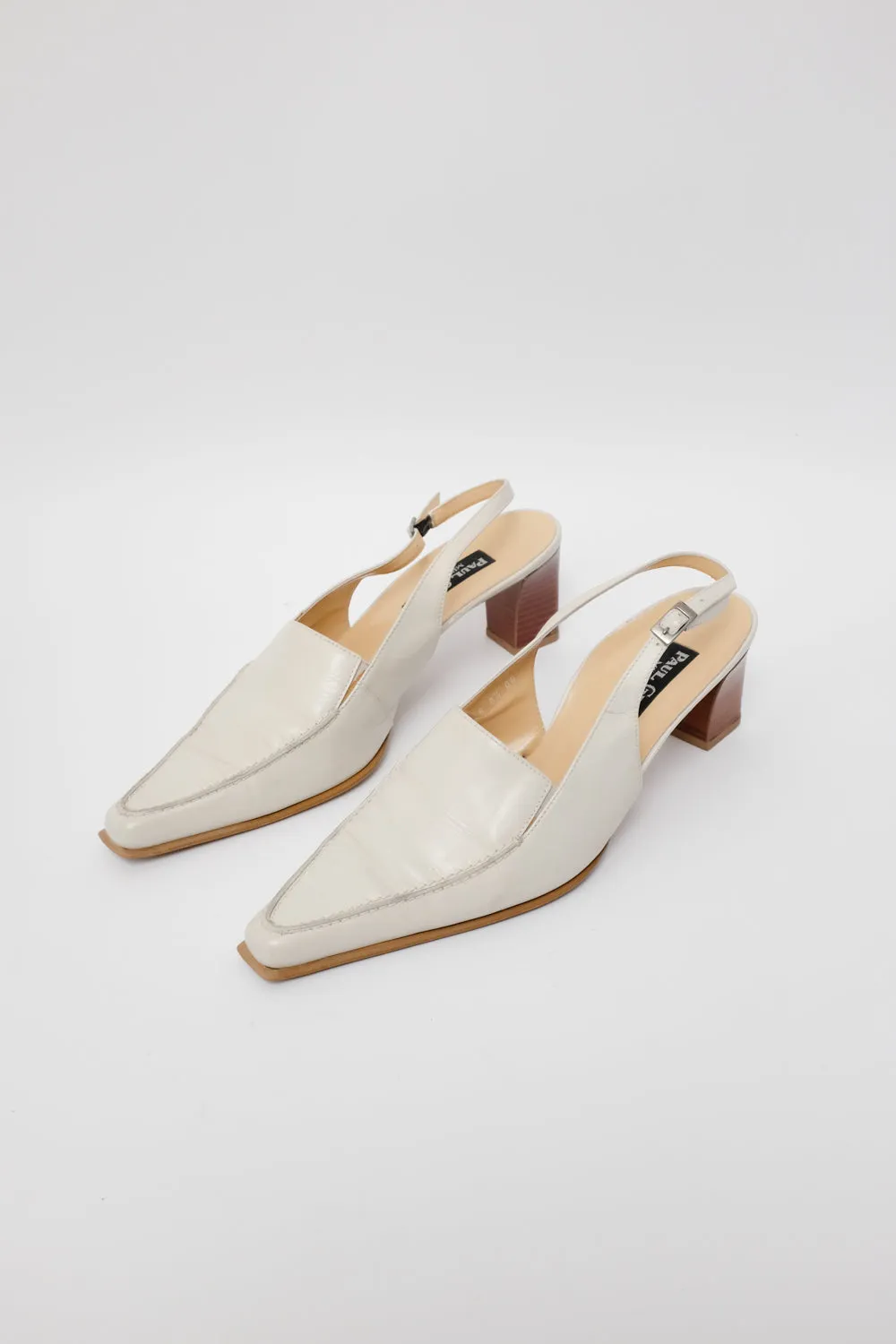 POINTY CREAM SLING BACK MULES 39 40