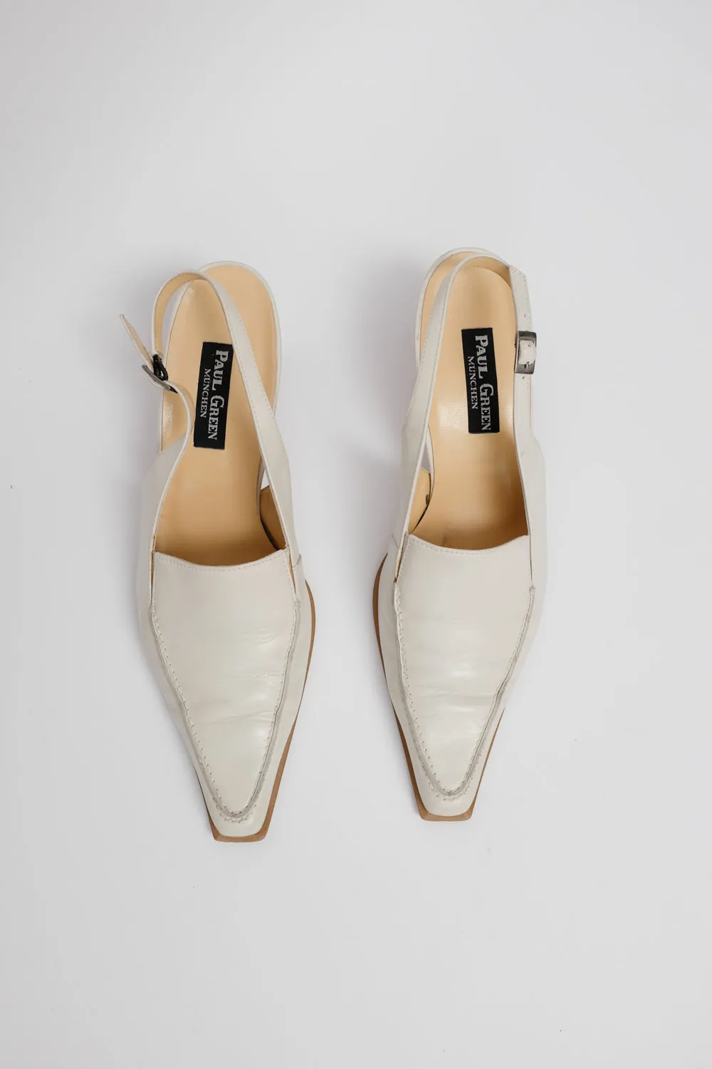 POINTY CREAM SLING BACK MULES 39 40