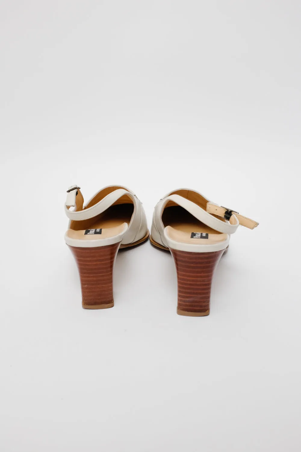 POINTY CREAM SLING BACK MULES 39 40
