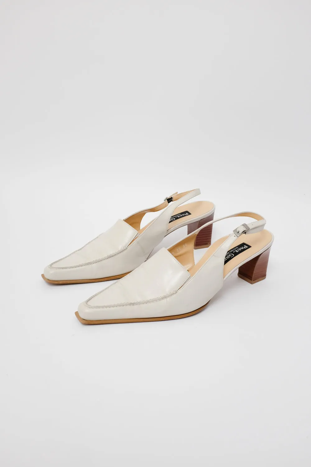 POINTY CREAM SLING BACK MULES 39 40