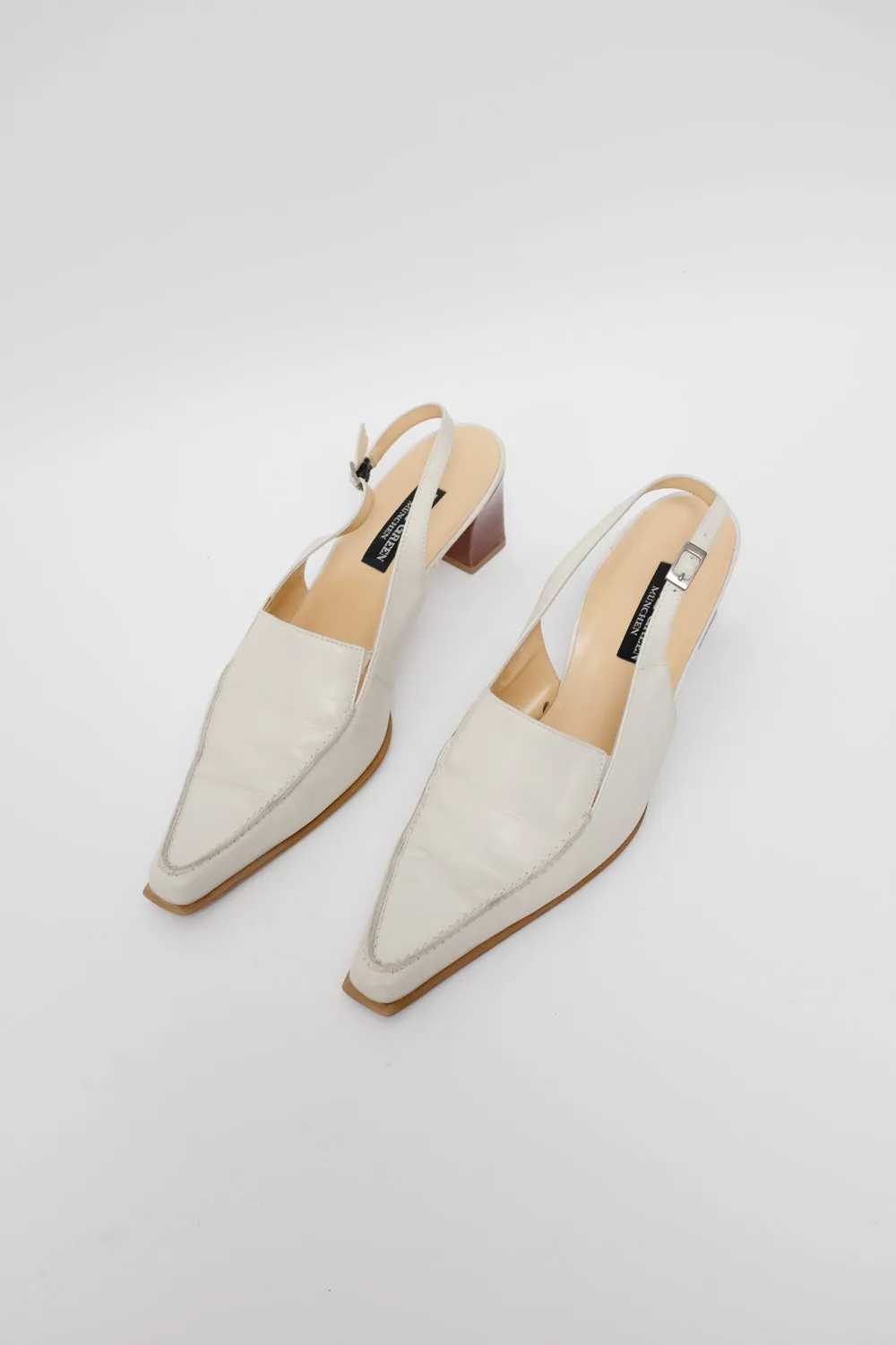POINTY CREAM SLING BACK MULES 39 40