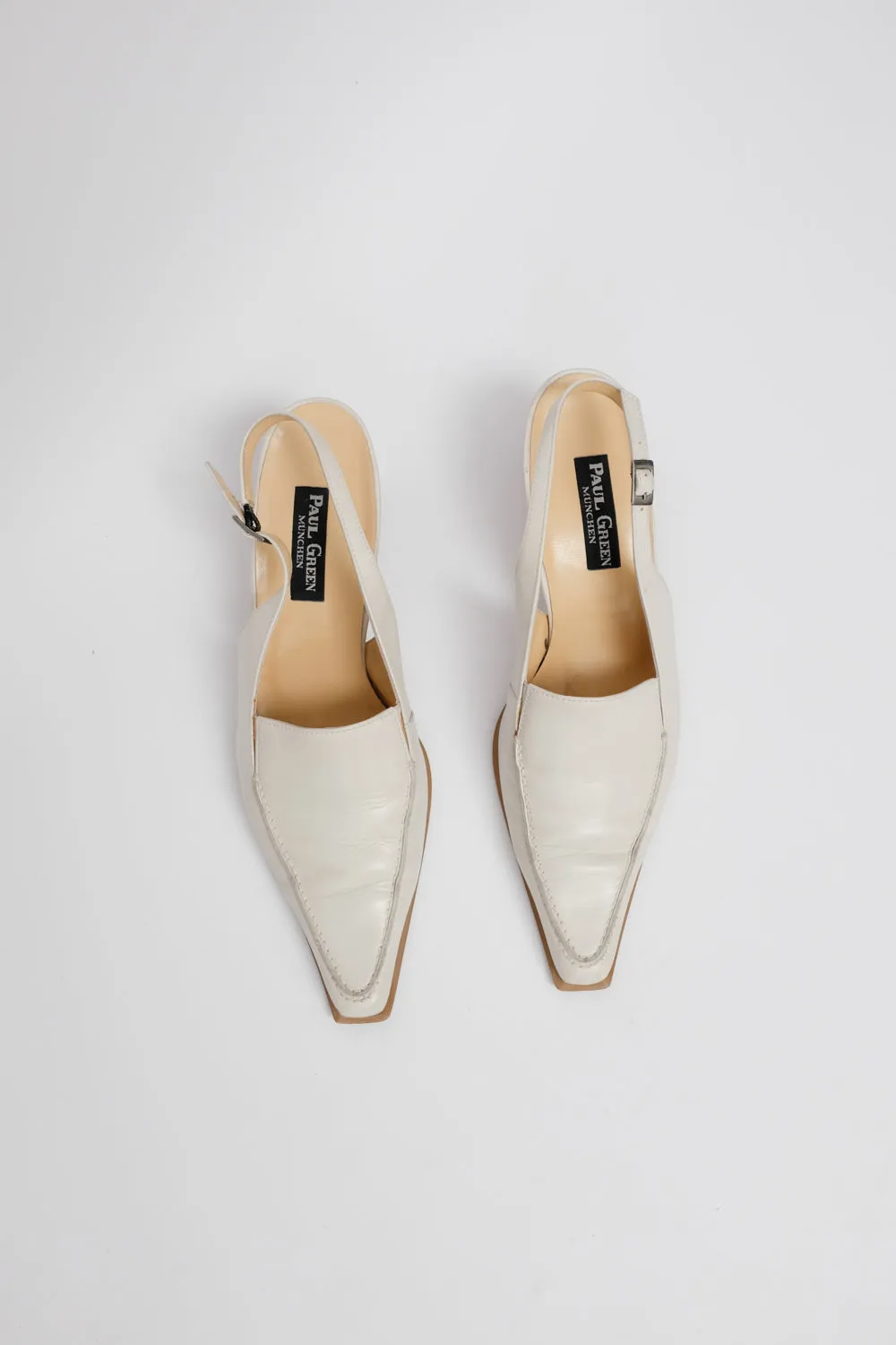 POINTY CREAM SLING BACK MULES 39 40