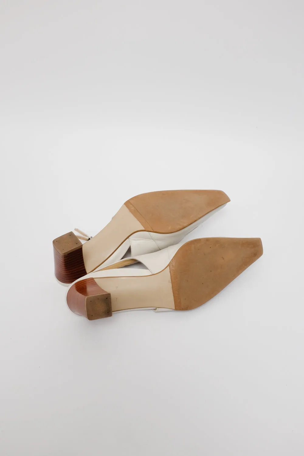 POINTY CREAM SLING BACK MULES 39 40