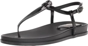 Sam Edelman Naomi Black Patent Slip On Open Toe Adjustable Ankle Straps Sandals