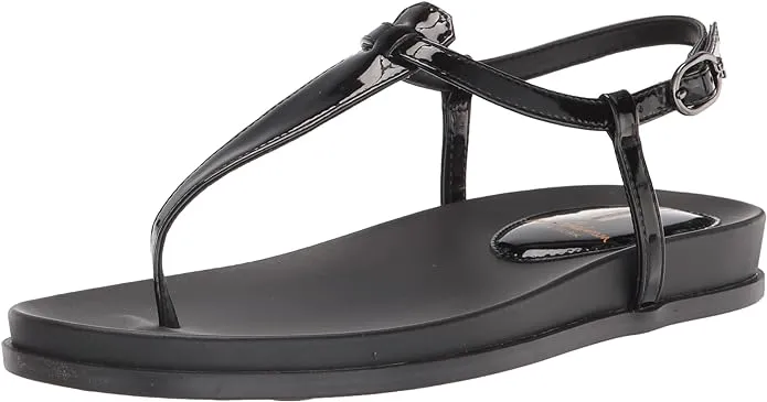 Sam Edelman Naomi Black Patent Slip On Open Toe Adjustable Ankle Straps Sandals