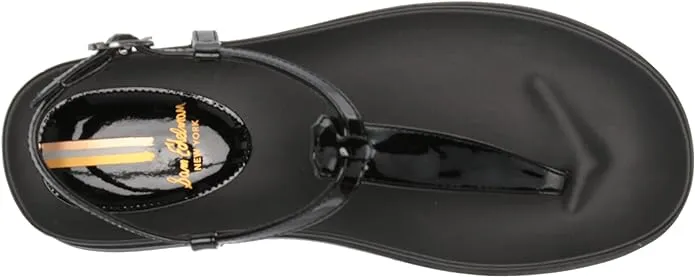 Sam Edelman Naomi Black Patent Slip On Open Toe Adjustable Ankle Straps Sandals