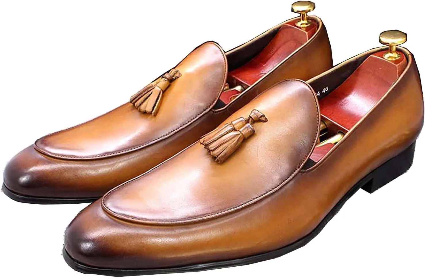 Santimon Men's Loafers Dress Casual Slip On Genuine Leather Tassel Loafers Fashion Driving Wedding Moccasin Mens Tuxedo Formal Business Suit Shoes