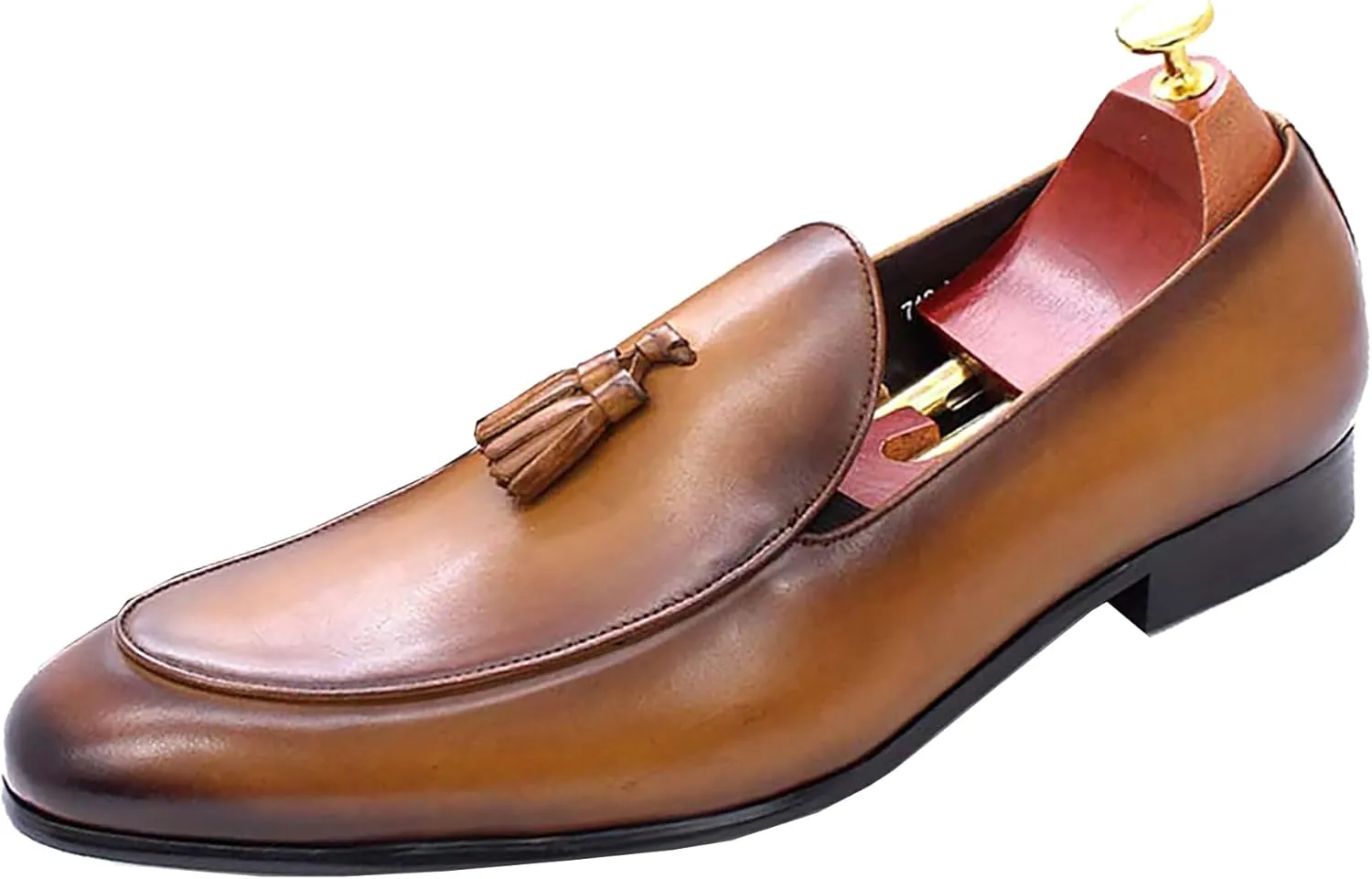 Santimon Men's Loafers Dress Casual Slip On Genuine Leather Tassel Loafers Fashion Driving Wedding Moccasin Mens Tuxedo Formal Business Suit Shoes