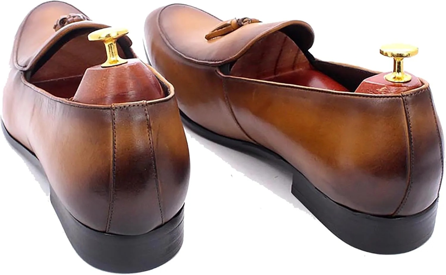 Santimon Men's Loafers Dress Casual Slip On Genuine Leather Tassel Loafers Fashion Driving Wedding Moccasin Mens Tuxedo Formal Business Suit Shoes