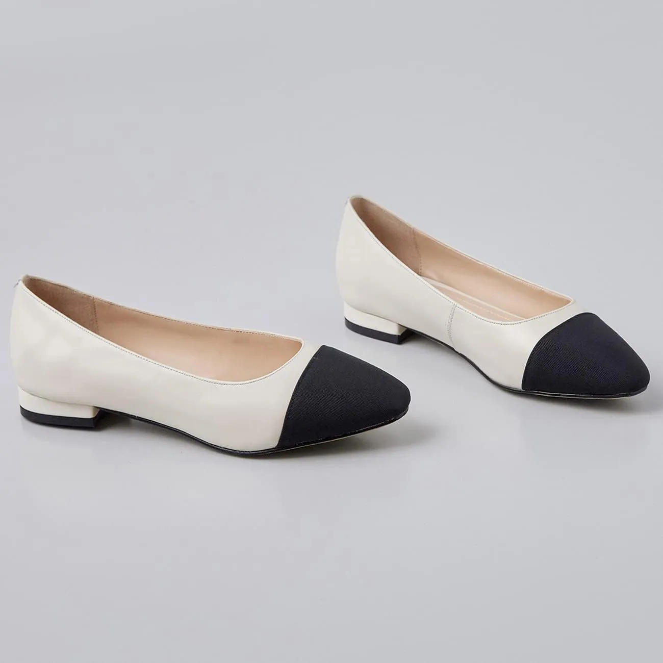 SHODENSE Women Cap Toe Flats Shoes Slip On Two Tone Square Round Toe Ballet Flats Comfortable Matte Leather Flat Heel Dress Shoes Patchwork Elegant Daily Casual Fall Driver Office Flats 4-11 M US