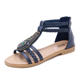 SIKETU | Flat Gladiator Sandals With Beads