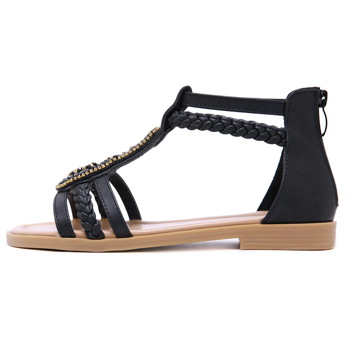 SIKETU | Flat Gladiator Sandals With Beads