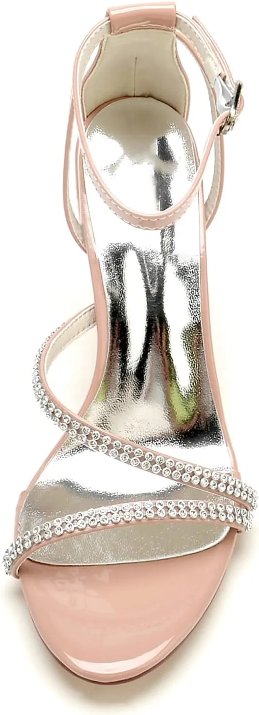 Slingback Block Heel Heeled Sandals Pumps Chunky Heels for Women Dressy Peep Toe Wedding Dress Shoes Bridal Shoes for The Bride