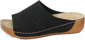 Slippers for Women Summer Beach Platform Sandals Slip on Wide Width Sandals Leather Wedge Slippers Walking Shoes