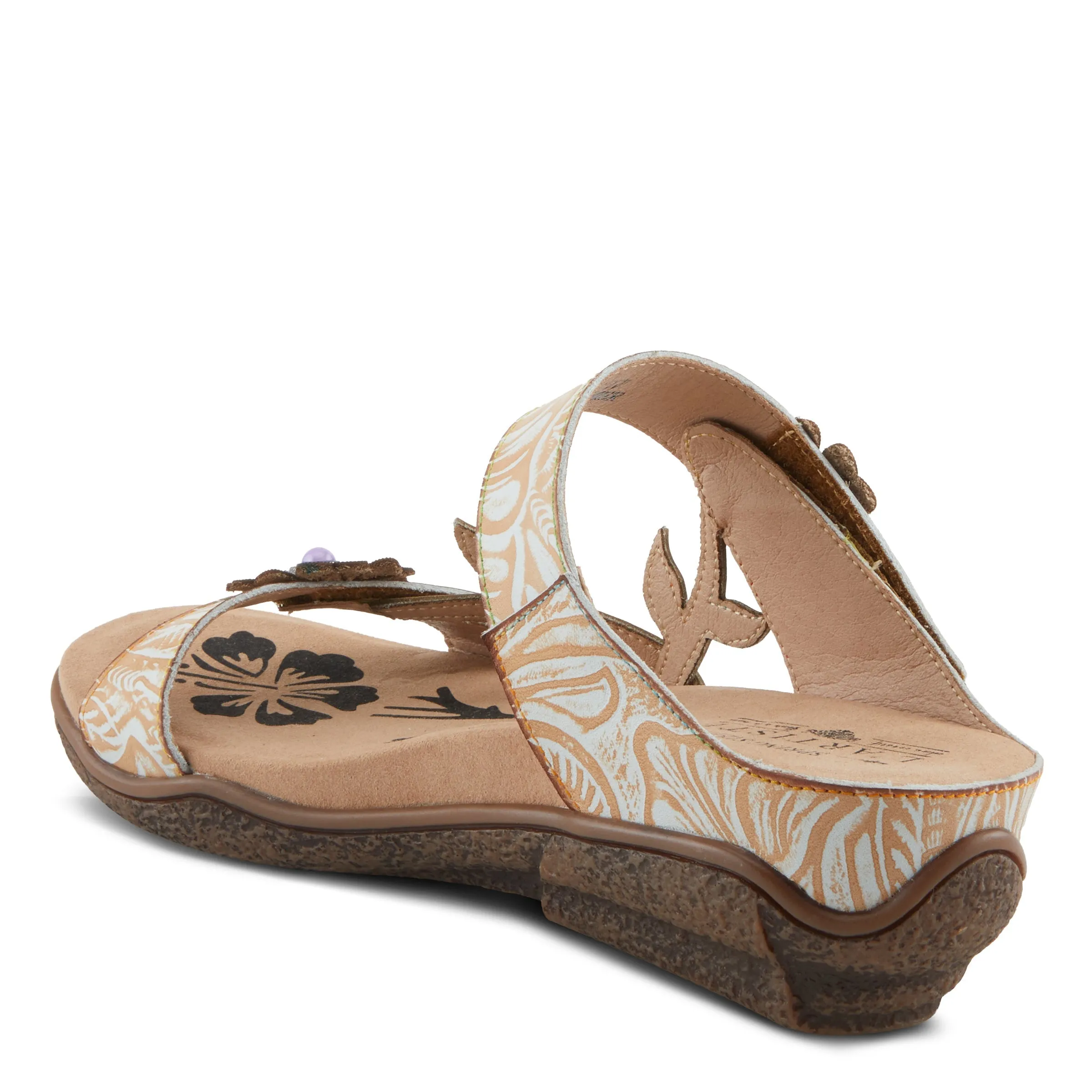 Spring Step Shoes  L'Artiste Aymée Slide Sandals Women's Hand Painted Leather