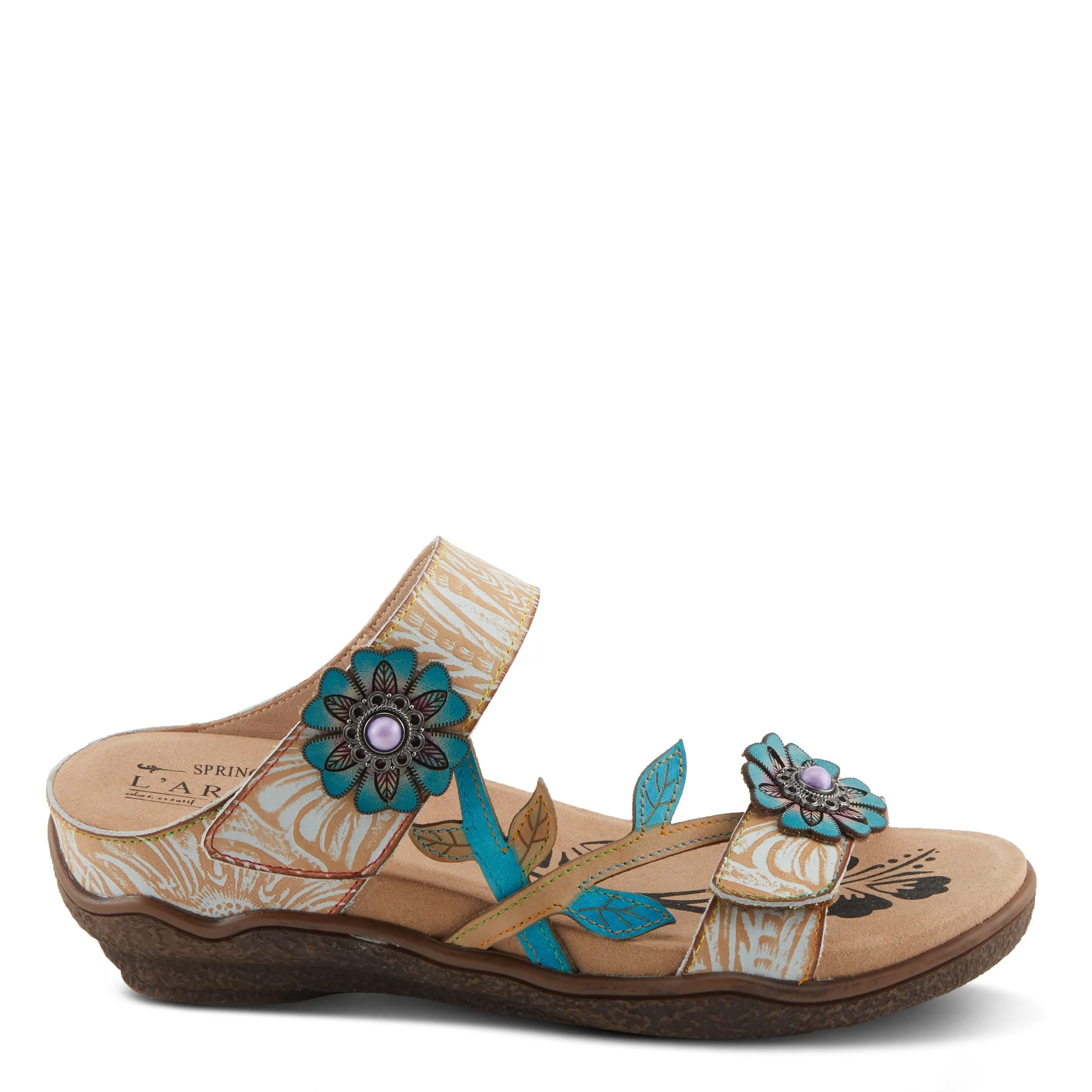 Spring Step Shoes  L'Artiste Aymée Slide Sandals Women's Hand Painted Leather