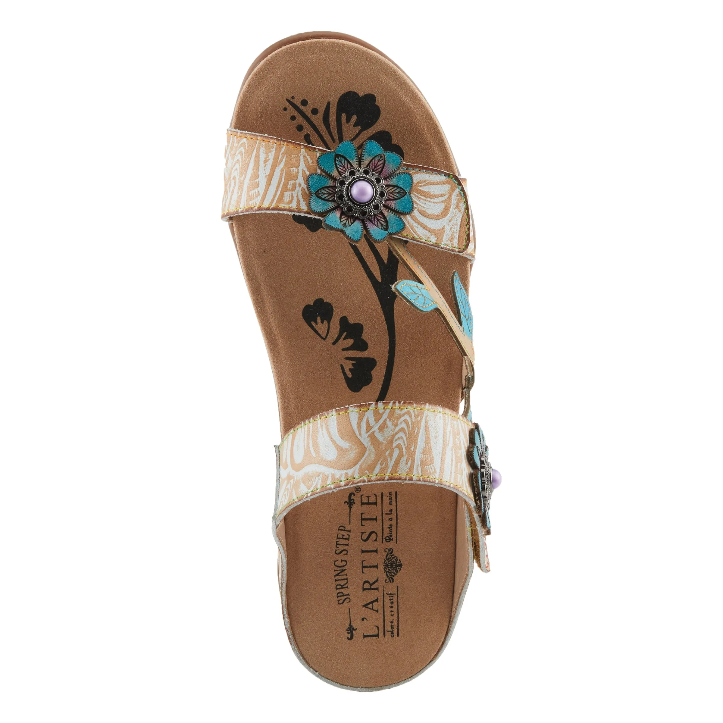 Spring Step Shoes  L'Artiste Aymée Slide Sandals Women's Hand Painted Leather