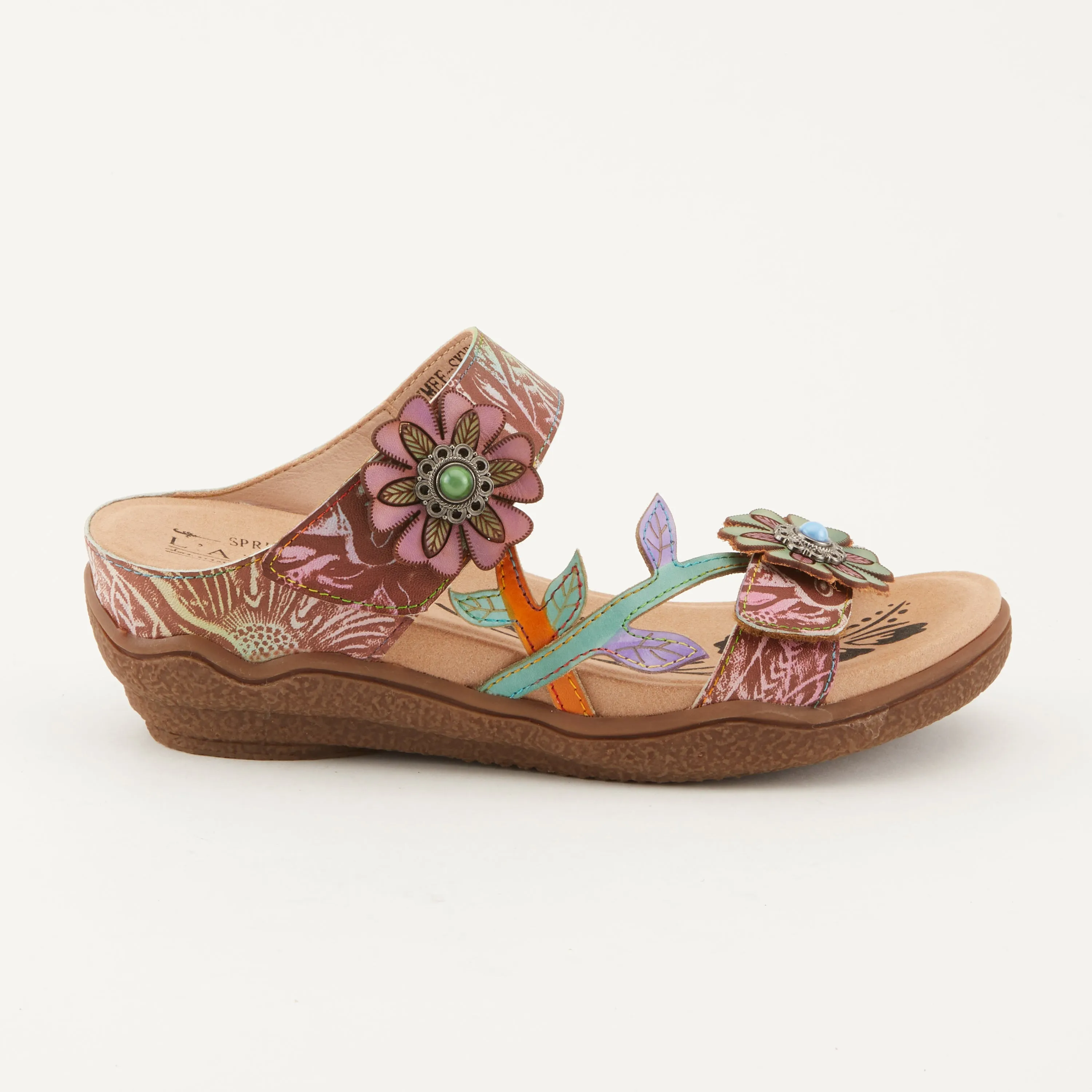 Spring Step Shoes  L'Artiste Aymée Slide Sandals Women's Hand Painted Leather