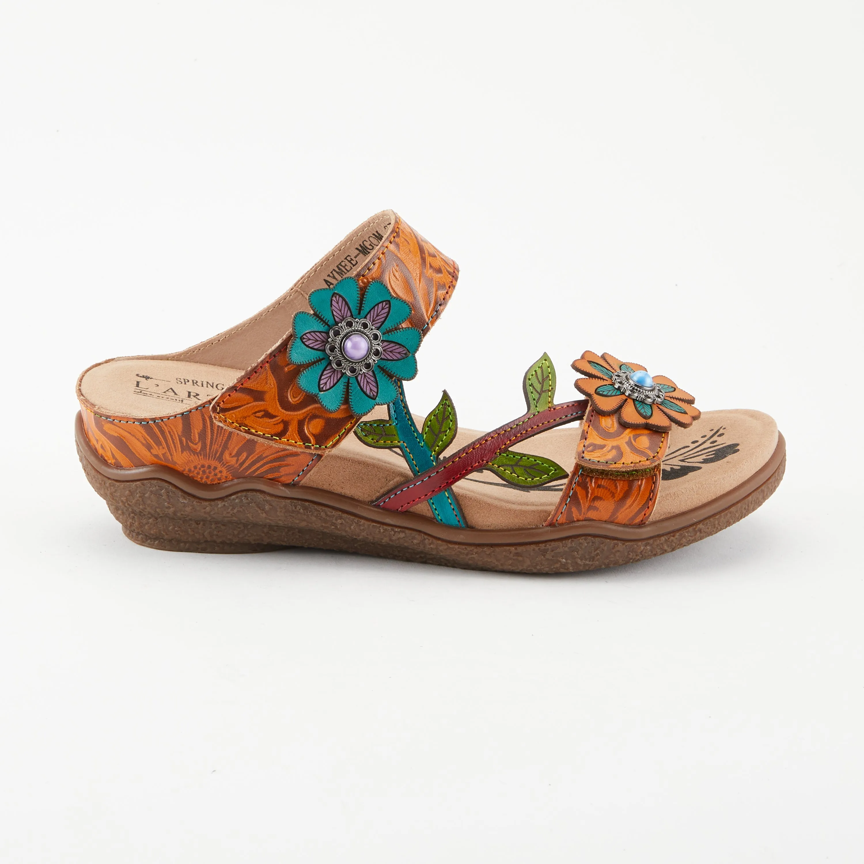 Spring Step Shoes  L'Artiste Aymée Slide Sandals Women's Hand Painted Leather