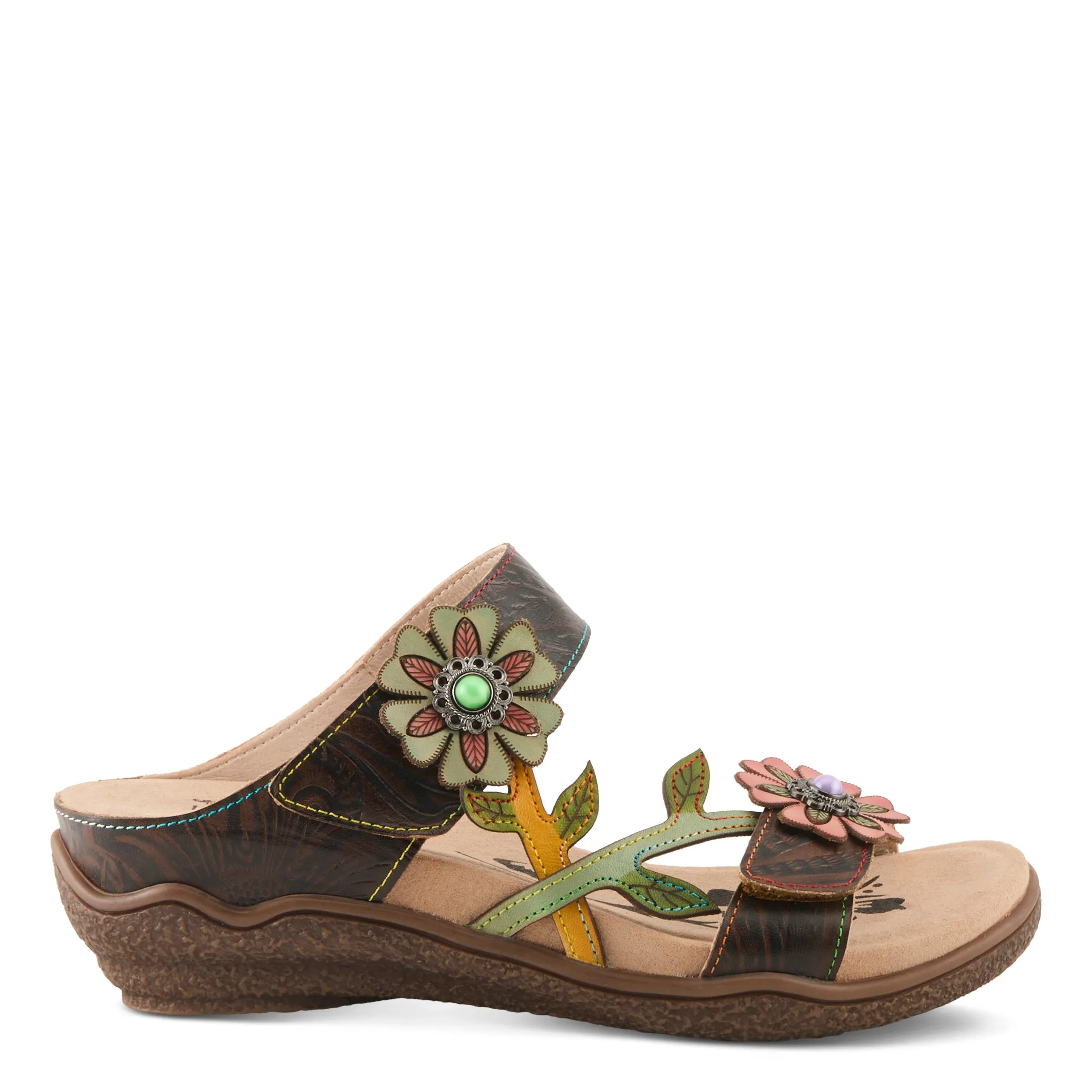 Spring Step Shoes  L'Artiste Aymée Slide Sandals Women's Hand Painted Leather