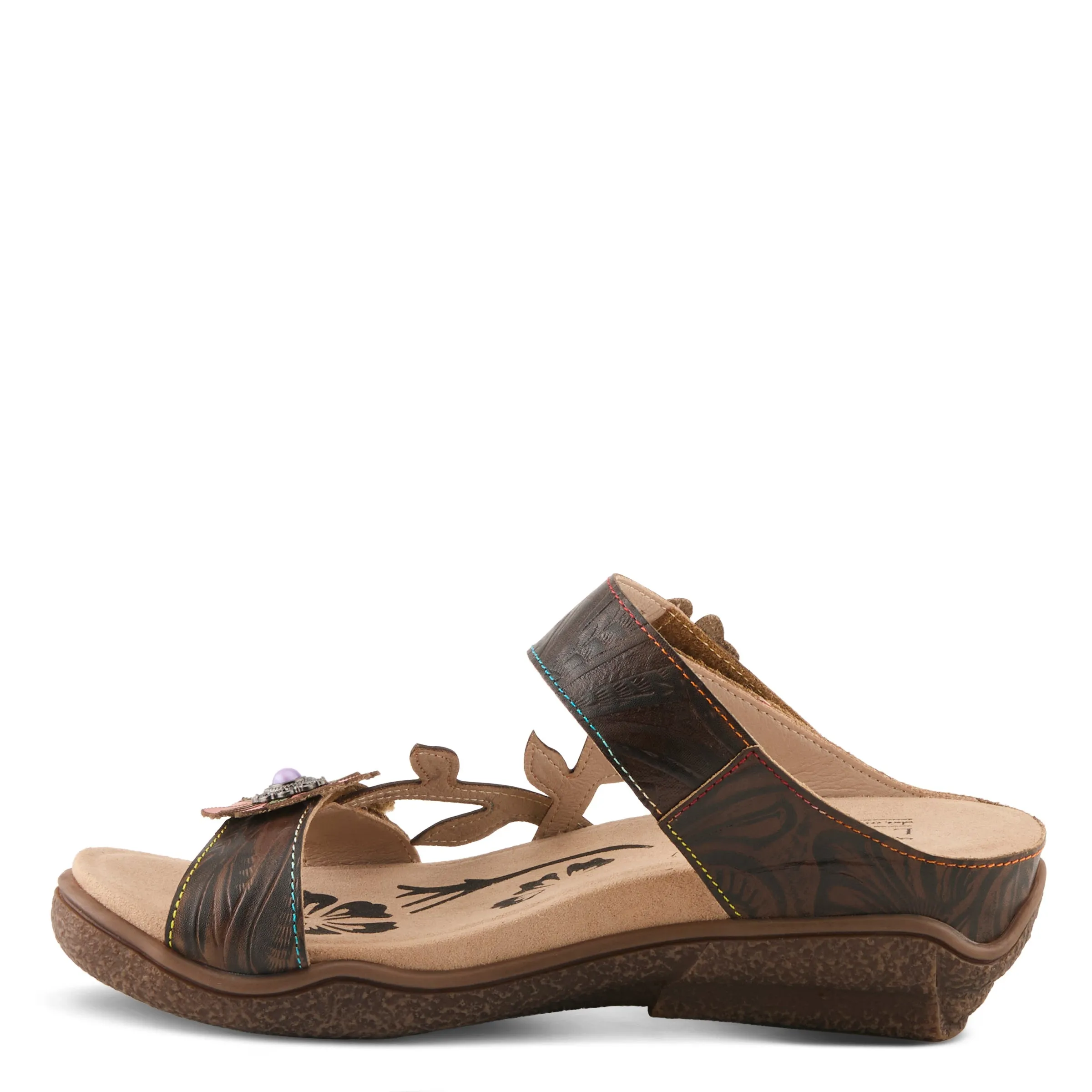 Spring Step Shoes  L'Artiste Aymée Slide Sandals Women's Hand Painted Leather