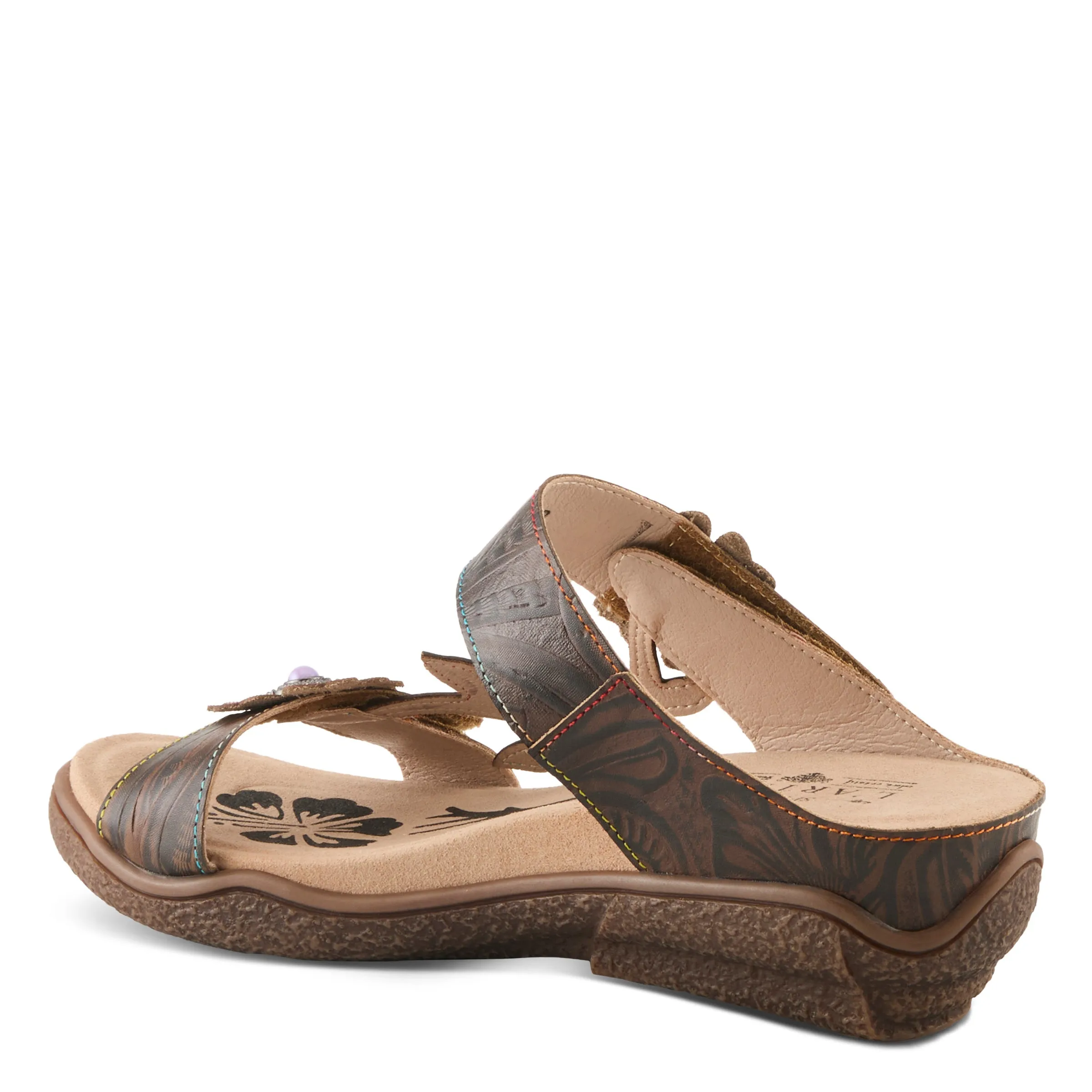 Spring Step Shoes  L'Artiste Aymée Slide Sandals Women's Hand Painted Leather