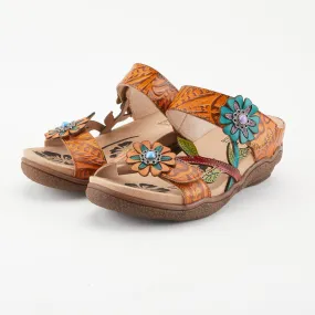 Spring Step Shoes  L'Artiste Aymée Slide Sandals Women's Hand Painted Leather