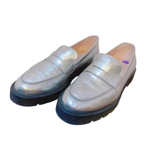 Stuart Weitzman Metallic Silver Leather Loafers 8
