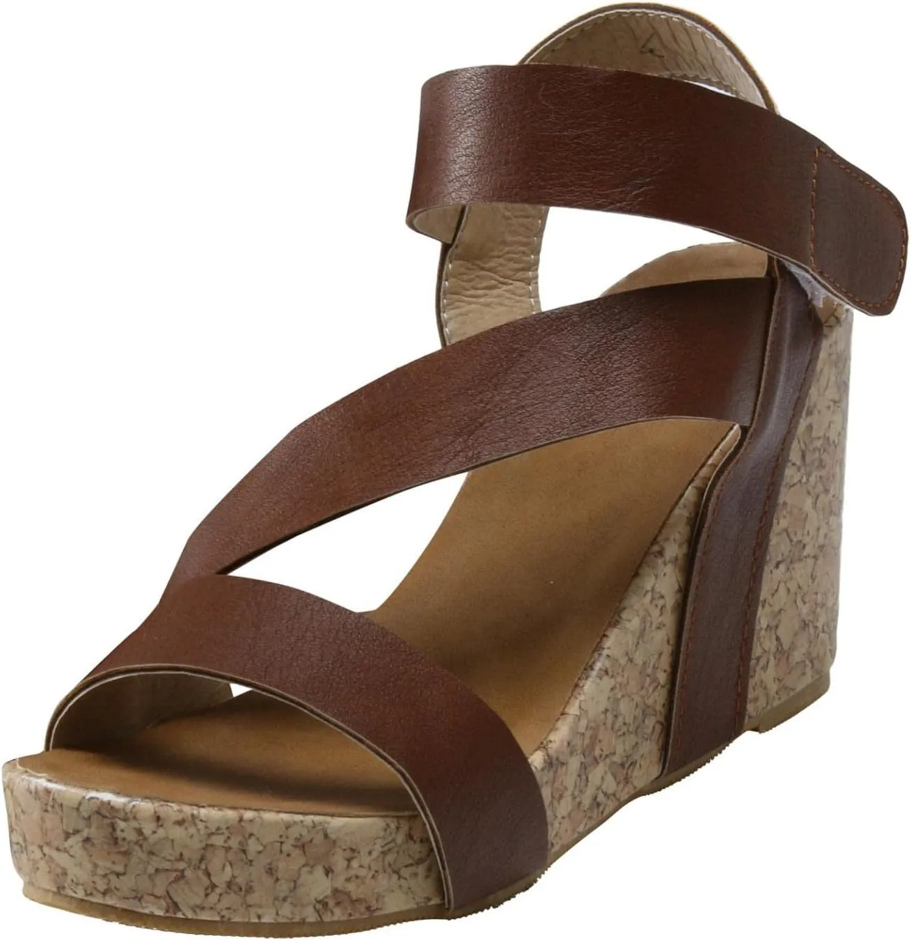 SuanlaTDS Gladiator Wedge Sandals for Women, Women's Summer Sandals Casual Roman Bohemia Gladiator Wedge Shoes Comfortable Ankle Strap Outdoor Platform Sandals
