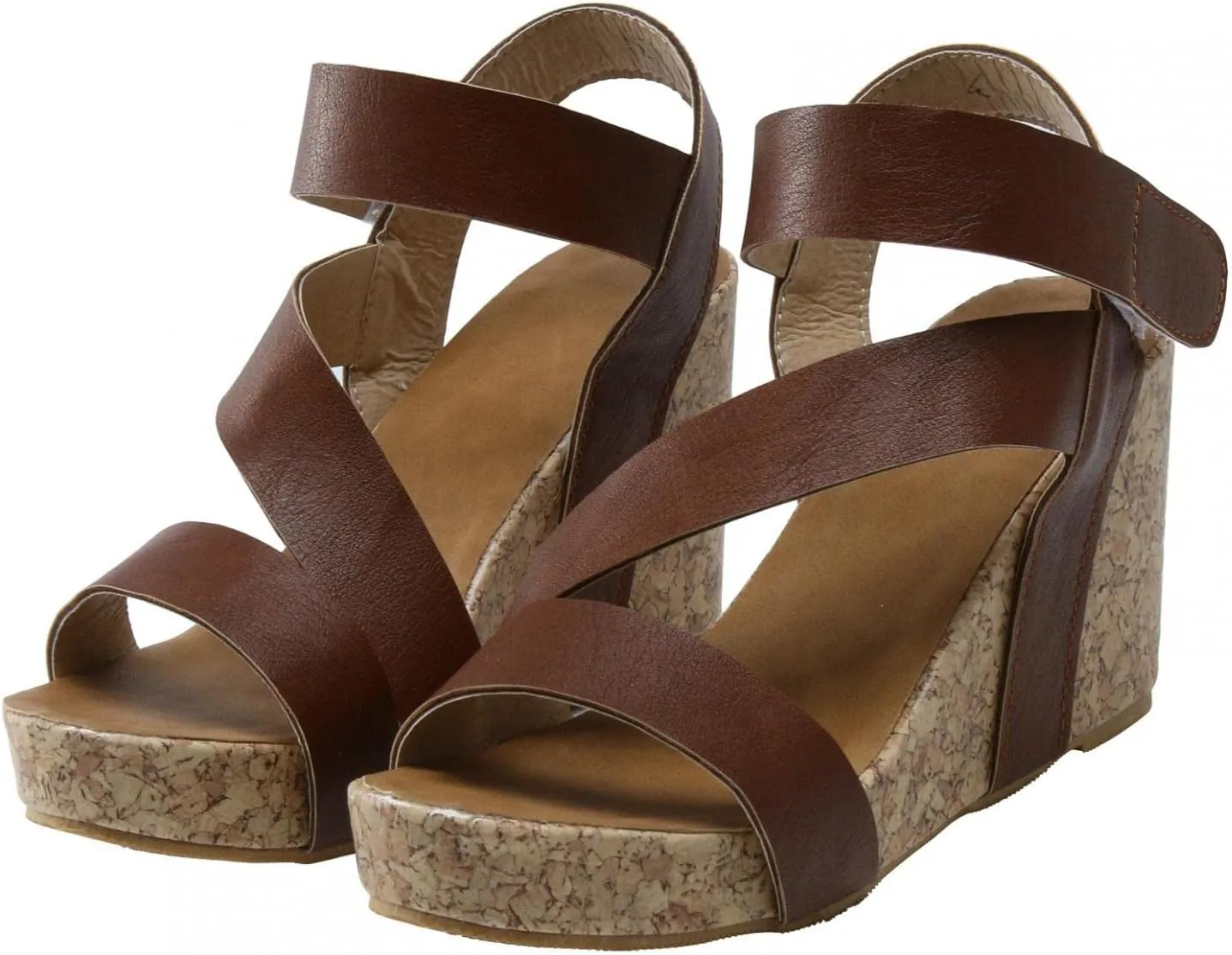 SuanlaTDS Gladiator Wedge Sandals for Women, Women's Summer Sandals Casual Roman Bohemia Gladiator Wedge Shoes Comfortable Ankle Strap Outdoor Platform Sandals