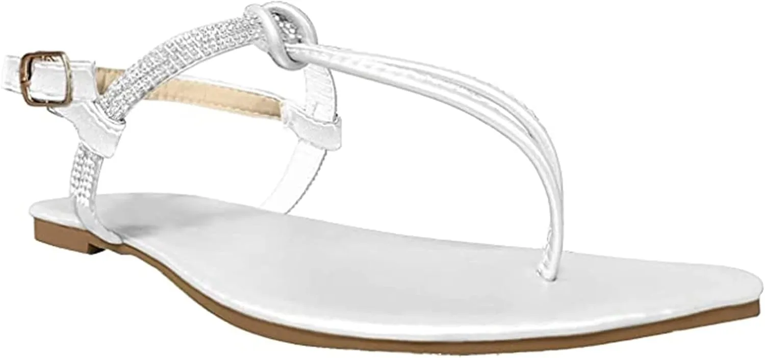 Summer Sandals For Women,Women Strappy Flat Sadals Flat Dressy Flip-Flops Clip Toe T-Strap Gladiator Thong Beach Sandals