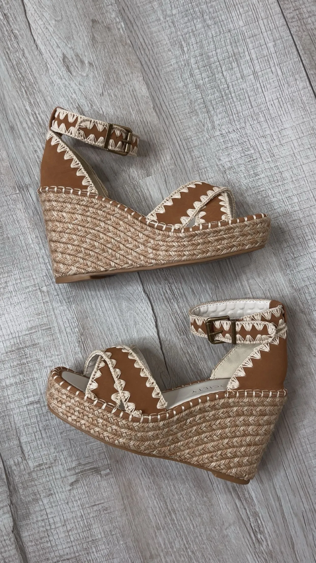 The Essie Espadrille Slide With Embroidered Straps, Camel