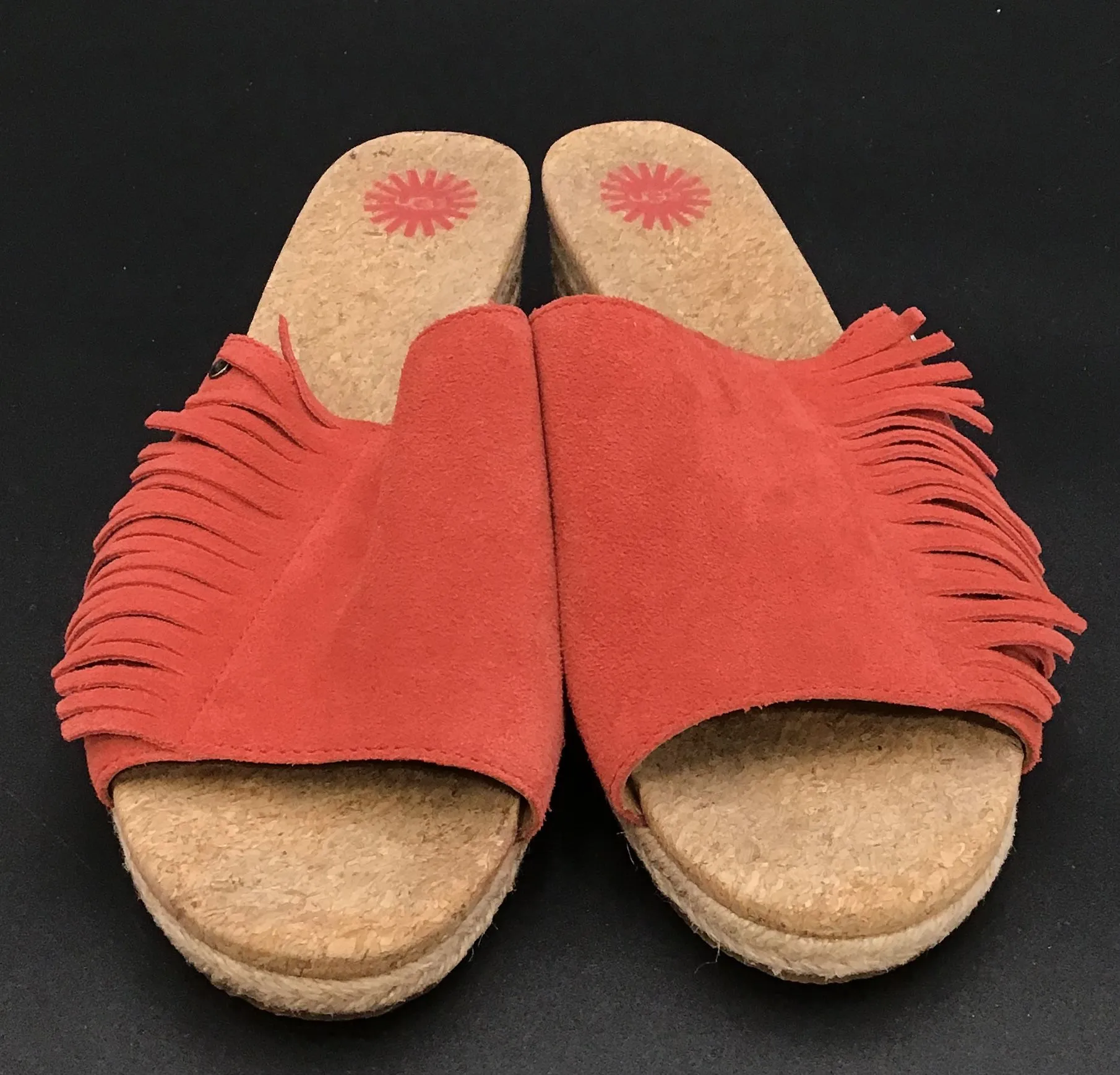 UGG Women's Danes 1014957 Red Fringe Slide Sandals - Size 9