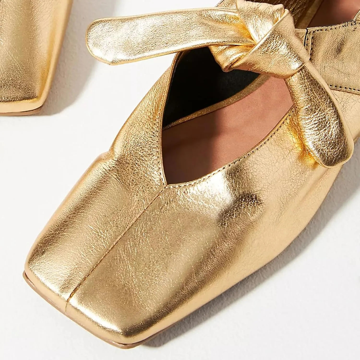 VIMISAOI Square Toe Ballerina Shoes for Women Bow Knots Ballet Flats Mary Jane Flats Slip On Bowtie Strap Flats