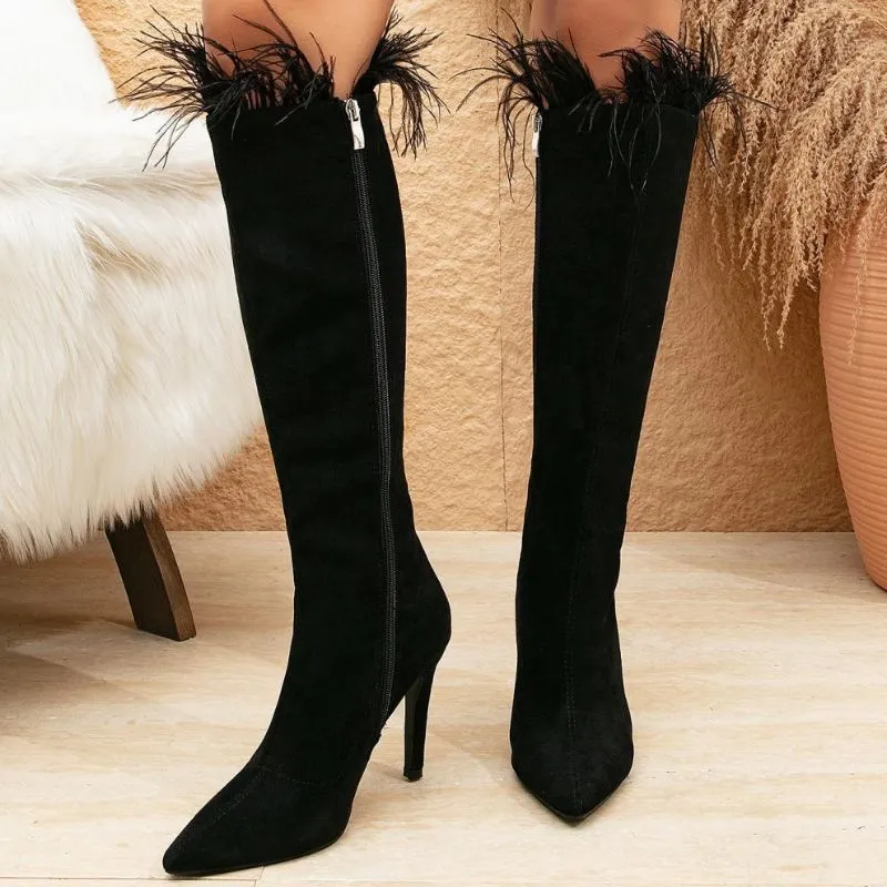 Waterlily Feather Patchwork Boots
