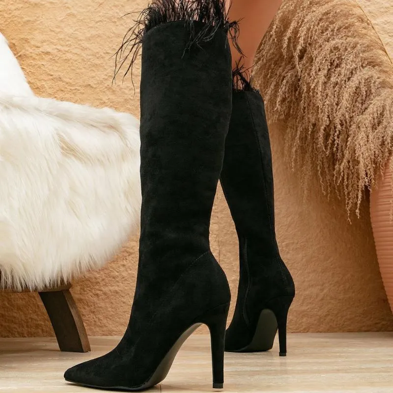 Waterlily Feather Patchwork Boots
