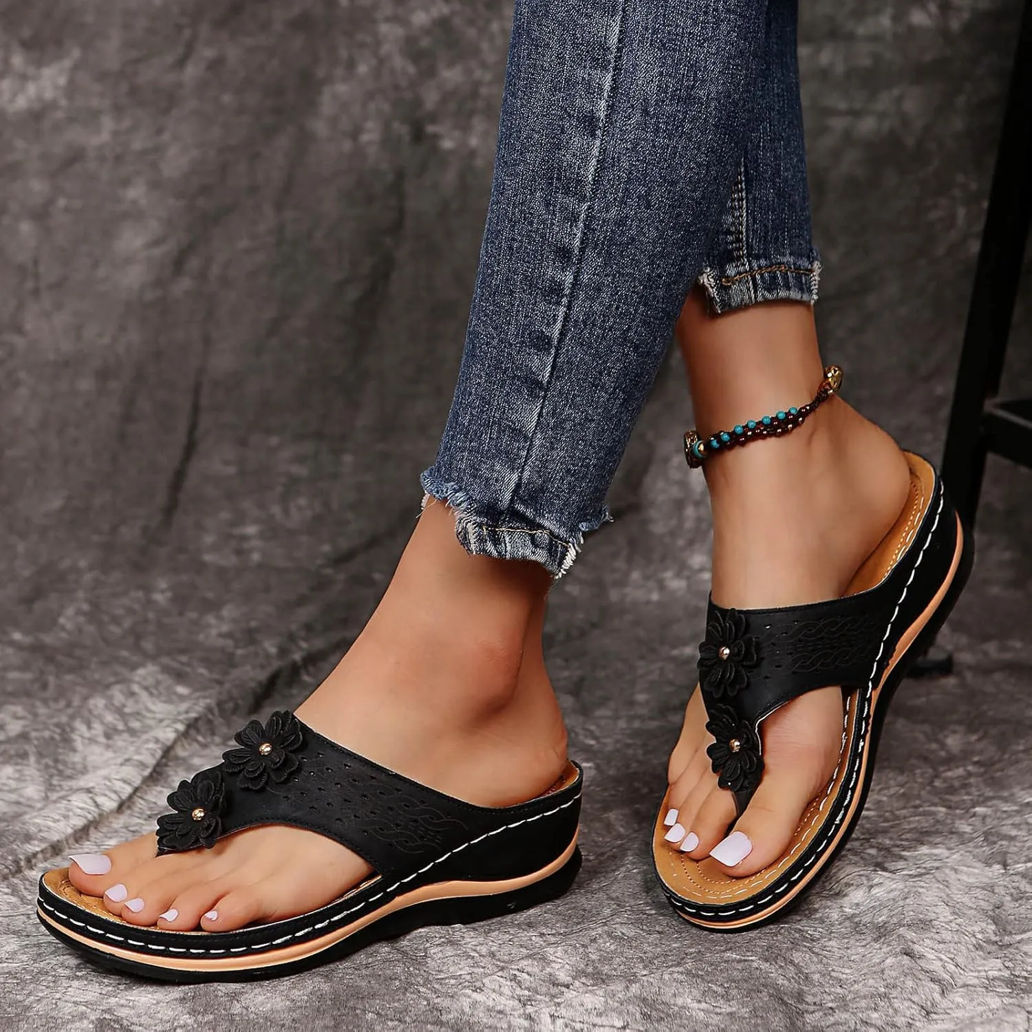 Wedge Sandals for Women Summer Beach Walking Sandals Travel Arch Support Sandals Vintage Breathable Slippers
