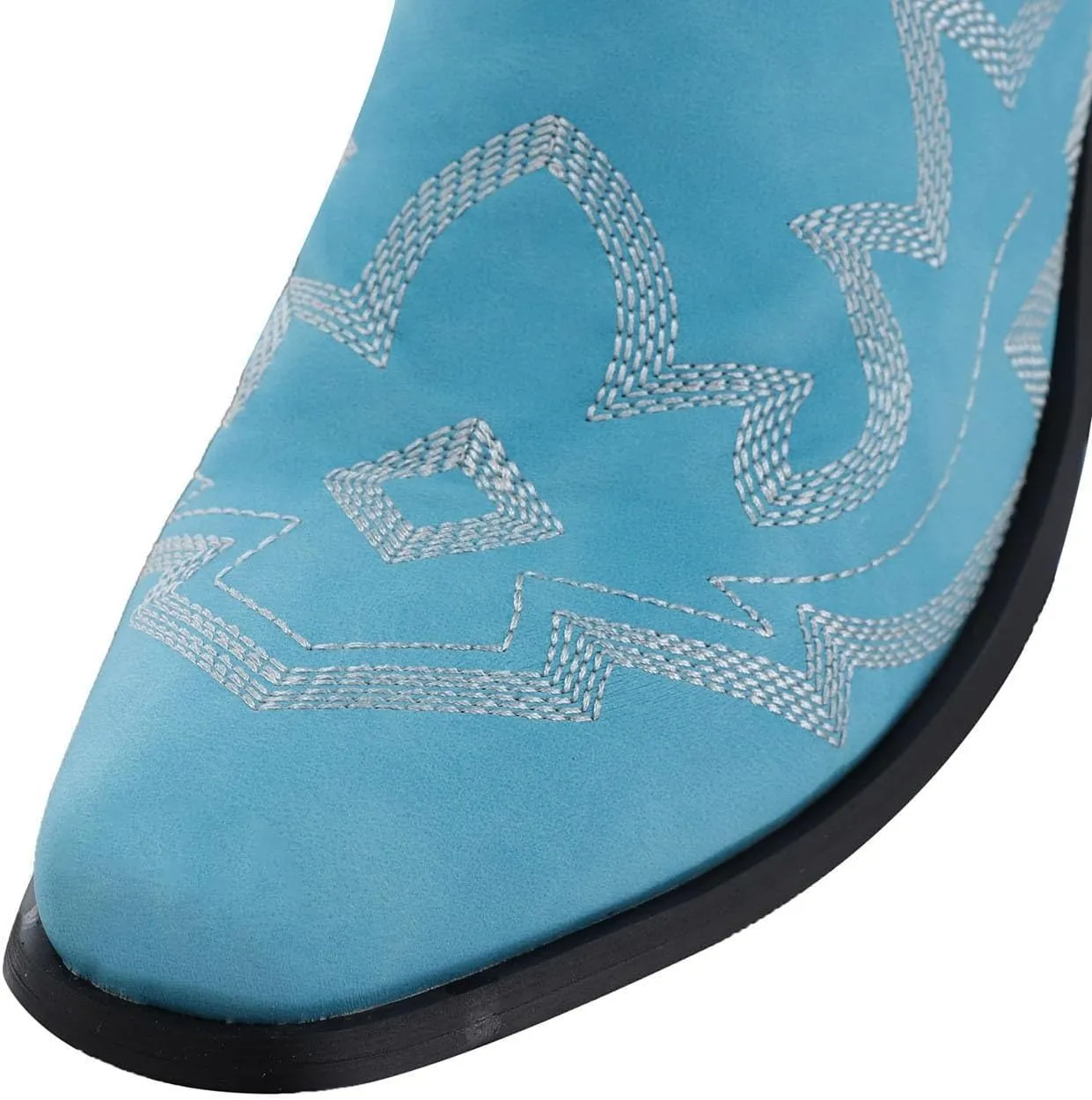 Western Booties Chunky Heel Boots Woman Ankle Boots Mid Calf Cowboy Boots Women Western Pointed Toe Low Block Heel Boot