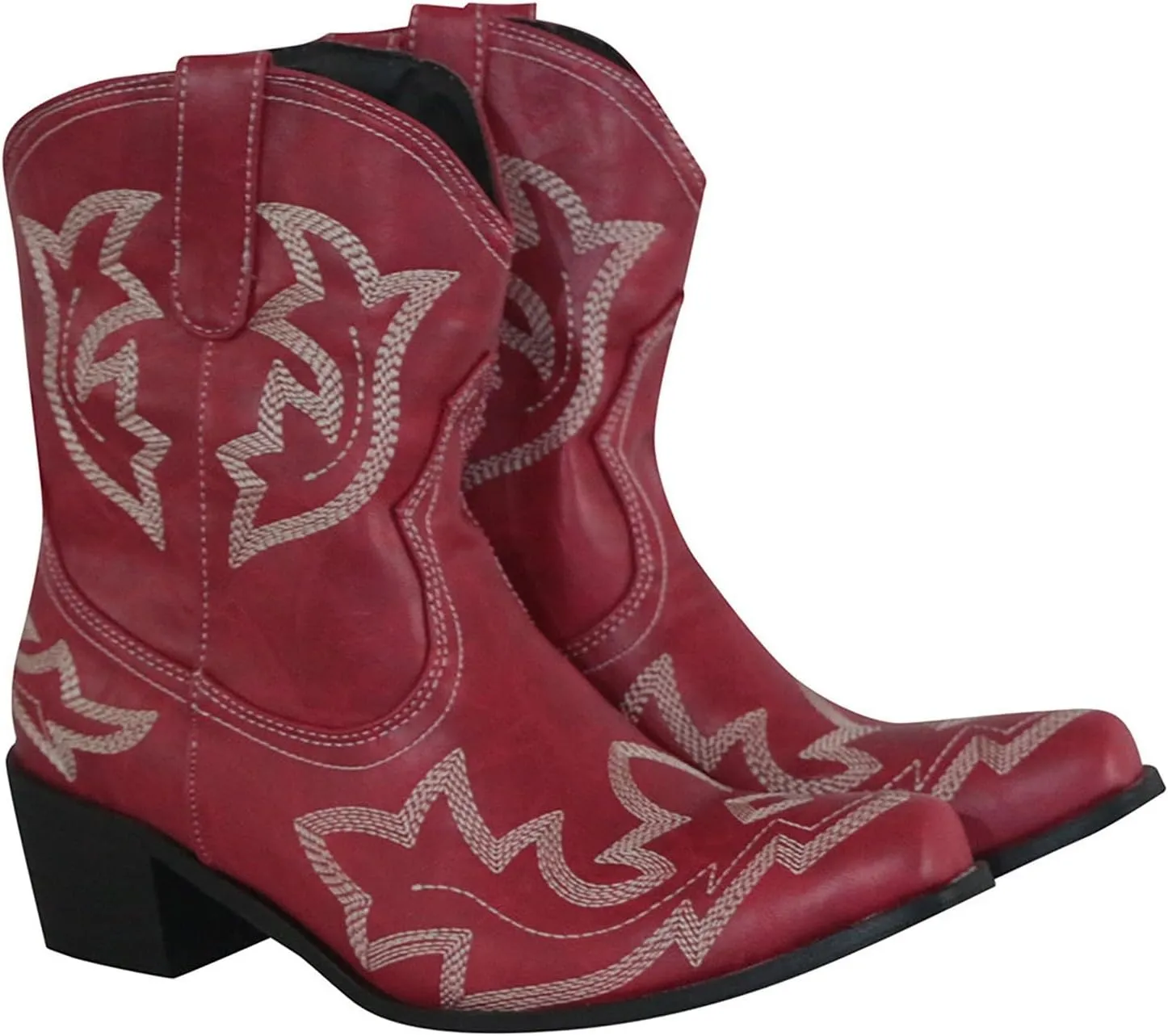 Western Booties Chunky Heel Boots Woman Ankle Boots Mid Calf Cowboy Boots Women Western Pointed Toe Low Block Heel Boot